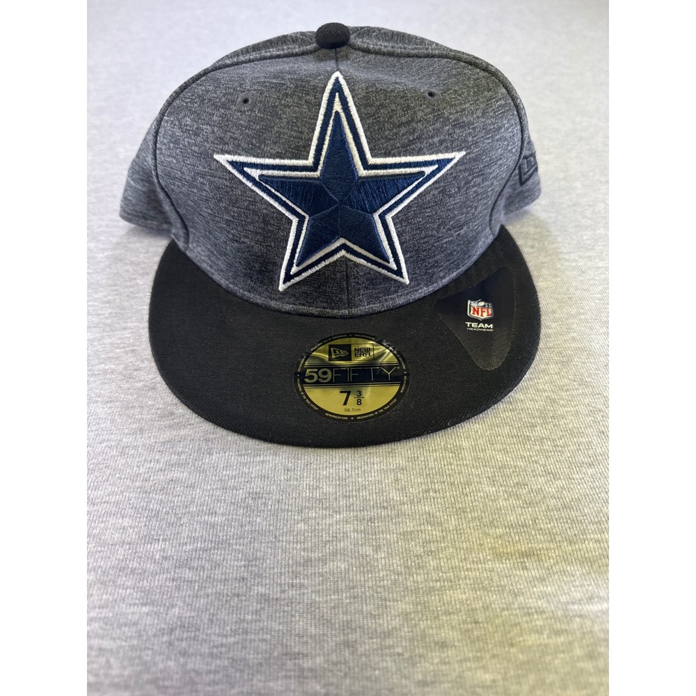 New Era Dallas Cowboys 59FIFTY Fitted Hat‎ 7 3/8 NFL Heather Gray Black Star Cap